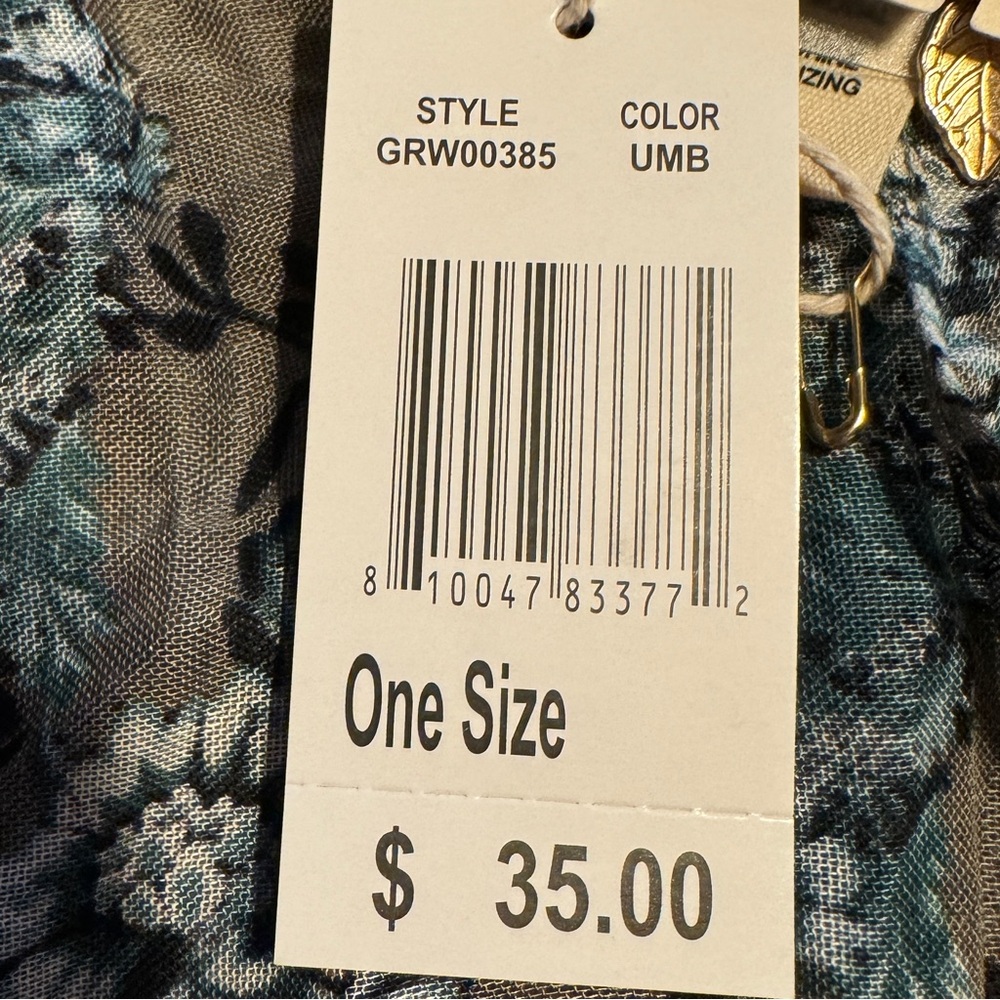 (OS) NWT Quagga GREENLABEL Wrap w/ Armholes & Tassels Floral Dark Teal & Grey - Picture 11 of 11